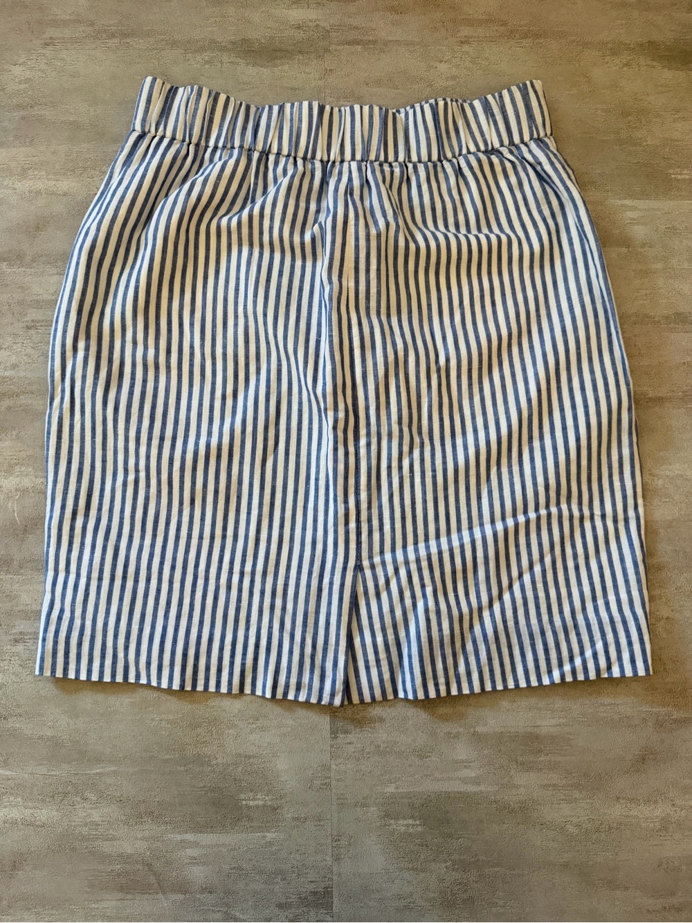 J.Crew | Blue & White Striped Linen Cotton Skirt - Coastal Preppy - Size Medium - Picture 5 of 6